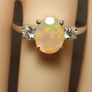 Rare Ethiopian Opal & Lab Diamond Trilogy Ring Image 4
