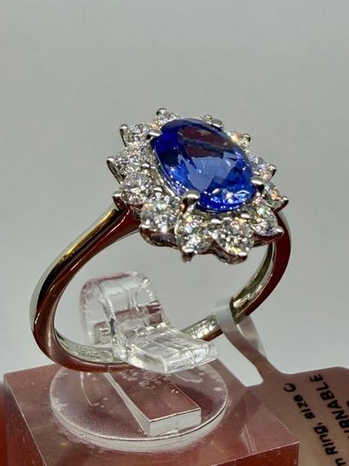 Diamond 950 Platinum AAA Tanzanite & Lab Grown Diamond
