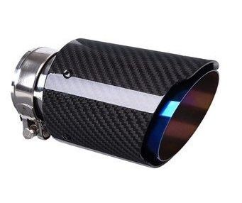 Car Exhaust Tip, carbon Fiber, Blued, 56-59mm