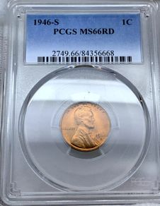 USA United States 1946 S Lincoln Wheat Penny Cent PCGS MS66RD Beautiful Gem