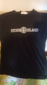 Black stone island brand tee shirt