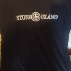 Black stone island brand tee shirt