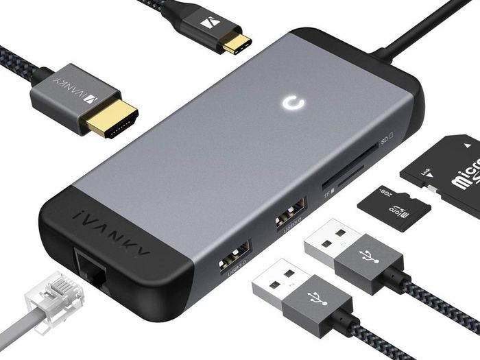 iVanky USB 3.1 Type-C (7-in-One) Mini Docking Station Power Delivery/HDMI UHD 4K/Card Reader/Gigabit Ethernet (Brand New/Warranty)