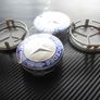 Mercedes Benz Classic 75mm Chrome / Blue 4 x Wheel Center Caps Cap Hub Image 8