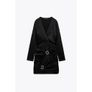 Zara Jeweled Trim Satin Effect Black Dress Image 10