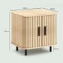 Bedside Table, Nordic Side Table with Roller Shutter Style Sliding Doors and Metal Legs for Bedroom, Living Room, Oak Tone Image 3
