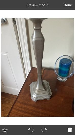 W J Sampson Pillar Lamp with silk shade , IKEA Salong Vase designed by Johanna Jelinek or another Free Item