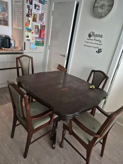 Solid Oak Dining Table + 6 Chairs