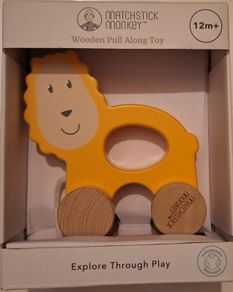 Matchstick Monkey Beechwood pull along lion toy