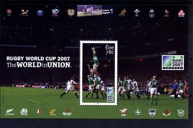 2007 Ireland Rugby World Cup Commemorative Stamp 78c Miniature Sheet Mint Never Hinged (MNH)