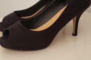 MARYPAZ black nubuck peep toe heels 40 (Fit 7Uk)