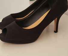 MARYPAZ black nubuck peep toe heels 40 (Fit 7Uk)