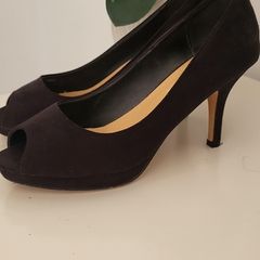 MARYPAZ black nubuck peep toe heels 40 (Fit 7Uk)