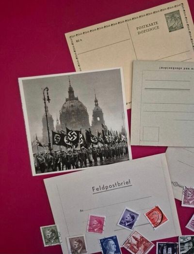 Selection of 3rd reich, stamps/ postcards/propaganda photo, and military feldpost.