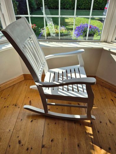 Traditional Wooden Rocking Chair with Fitted Cushion Excellent Condition