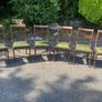 Set of 6 Mahogany Dining Chairs with Green Leather Seats Image 2