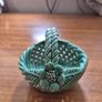 Vintage Ceramic Green Woven Basket with Flowers Image 5