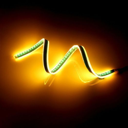 2 x 60CM Slim Amber Sequential Flexible LED DRL Turn Signal Strip For Headlight Head Light