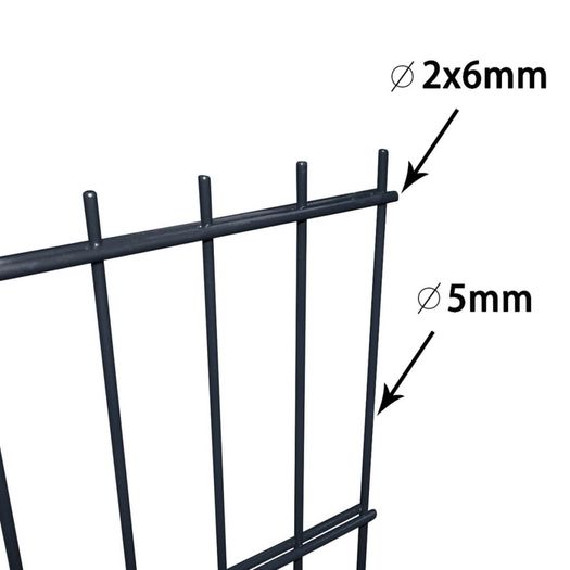 2D Garden Fence Panels & Posts 2008x1030 mm 6 m Grey