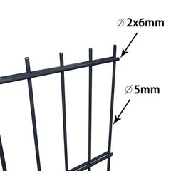 2D Garden Fence Panels 2.008x1.23 m 4 m (Total Length) Grey