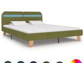 Bed Frame with LED Green Fabric 150x200 cm