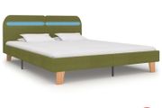 Bed Frame with LED Green Fabric 150x200 cm