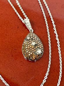 Diamond Orange Red Diamond & White Natural Diamond Pendant with Chain
