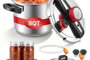 Pressure Cooker, 7L Pressure Cooker Stainless Steel, Pressures Canner with Steaming Rack, Tempered Glass Lid, Three Pressures Settings for Meat, Beans, Rice, Soup, Sauces, Cook up to 100 kPa