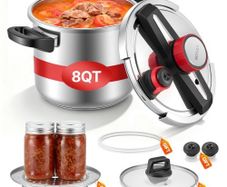 Pressure Cooker, 7L Pressure Cooker Stainless Steel, Pressures Canner with Steaming Rack, Tempered Glass Lid, Three Pressures Settings for Meat, Beans, Rice, Soup, Sauces, Cook up to 100 kPa