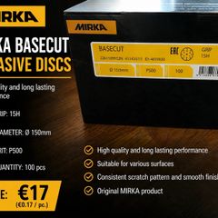 MIRKA BASECUT Abrasive Discs P500- 150mm - 100pcs