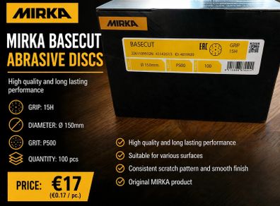 MIRKA BASECUT Abrasive Discs P500- 150mm - 100pcs