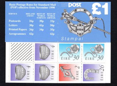 1990 Ireland Tara Broach Definitive Stamp Booklet Mint Never Hinged (MNH). Hibernian HB35.