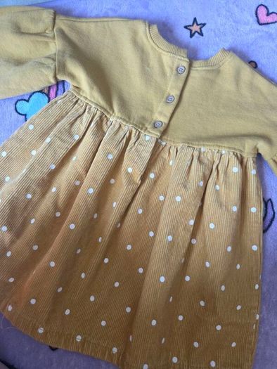 9-12m, With Tags Soft Corduroy Jumper Dress - Embroidered