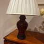 Please Check Photos- Mid Century Oxblood glazed Ginger Jar Table Lamps (2)  with off white pleated empire shade Image 5