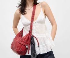 URBAN OUTFITTERS BDG Reggie Scarf Red Faux Leather Sling Bag!