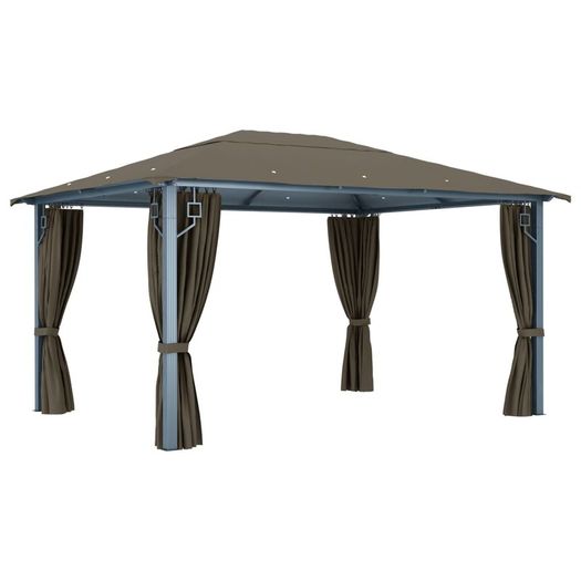 Gazebo with Curtain 400x300 cm Taupe Aluminium