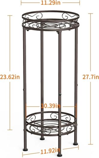 2-Tier Tall Metal Plant Stand, Bronze, 70x30cm, Indoor/Outdoor, Anti-Rust, Easy Assembly