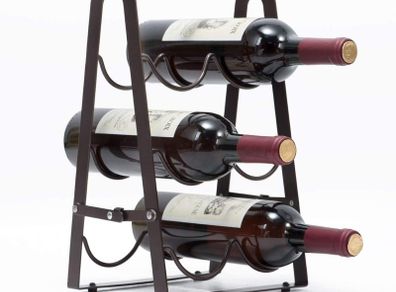 Wine Rack 6 Bottles, Foldable Wine Bottles Holder Racks, Metal Copper Wine Holder Storage Free Standing, Ready Assembled, Easy to Put wkuk130915
