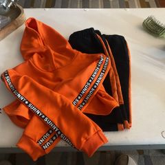 girls cargo pants and crop hoodie age 11-12
