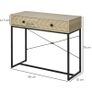 Embossed Arrow Side Table w/ 2 Drawers Metal Frame Handles Back Bar Tabletop Unique Home Style Storage End Console Image 3