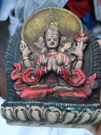 Large Silver Early 19th Century Gua with A Tsatsa of Green Tara