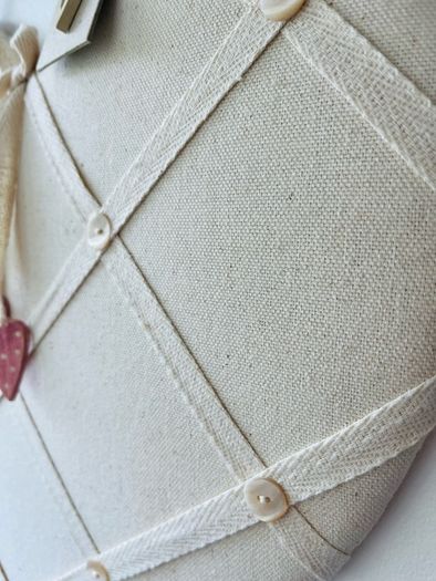Linen heart notice board