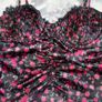 Black and pink floral corset top from For Love & Lemons Size M Black Rose Print Satin Ruched Bustier Cami Top Image 2