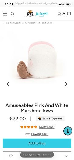 New JELLYCAT Amuseables Pink & White Marshmallows
