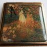 Vintage Art Deco 1930s, hand-painted, enameled compact mirror Image 2