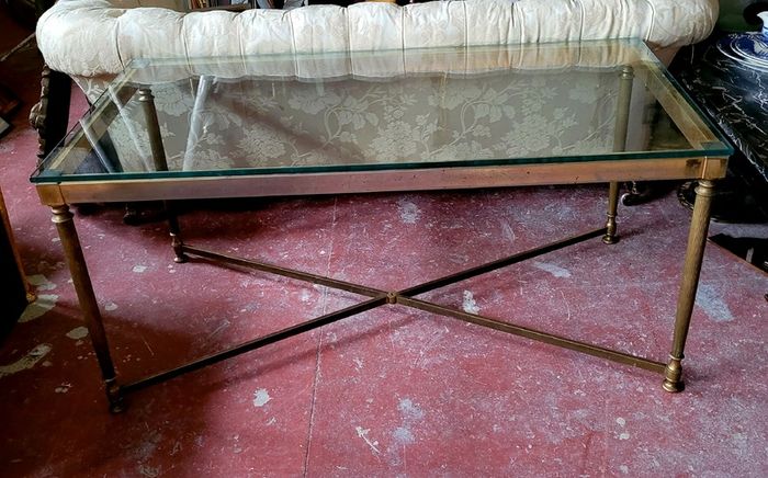 Mid-century brass & glass coffee table
