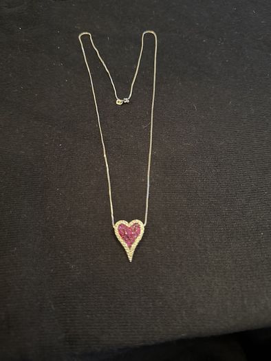 18k White Gold Necklace Natural diamond and ruby
