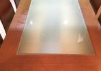 Dining Table and 6 chairs with frosted glass insert and matching coffee table