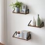 Set of 3, Shelf, 2 Mounting Options, Display Shelf, for Living Room, Kitchen, Study, Bathroom, Rustic Brown and Black Image 2