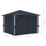 Gazebo with Curtain and String Lights 300x300 cm Anthracite Aluminium Image 10